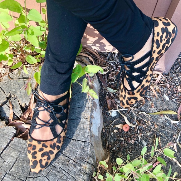 Last1♥️Leopard 🐆 Animal Print Lace Up Flats Shoes - Picture 6 of 8